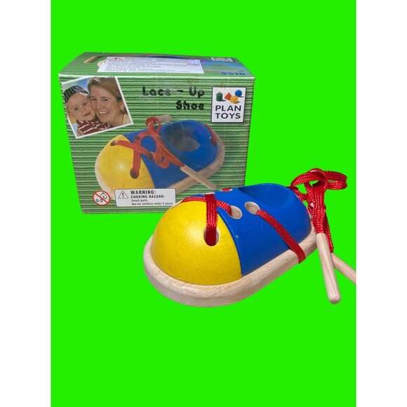 Plan Toys Wooden Lace-Up Shoe for Motor Developement - Picture 1 of 9